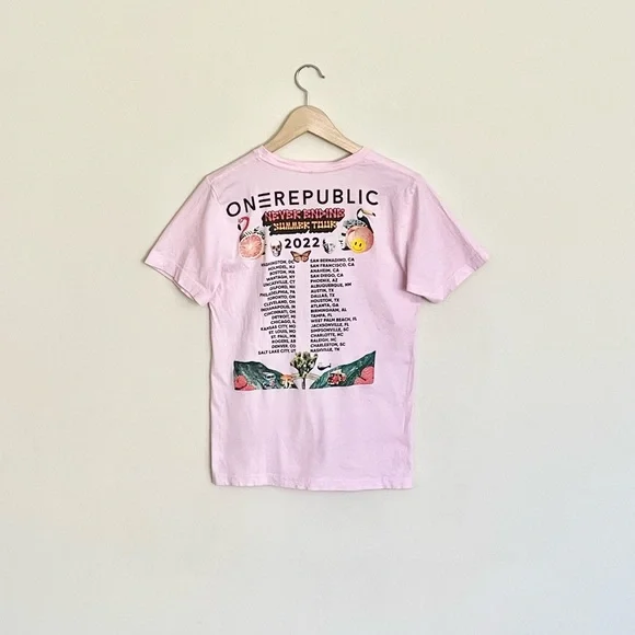 One Republic Never Ending Summer Tour 2022 Pink Concert T Shirt Adult size Small - Picture 4 of 7